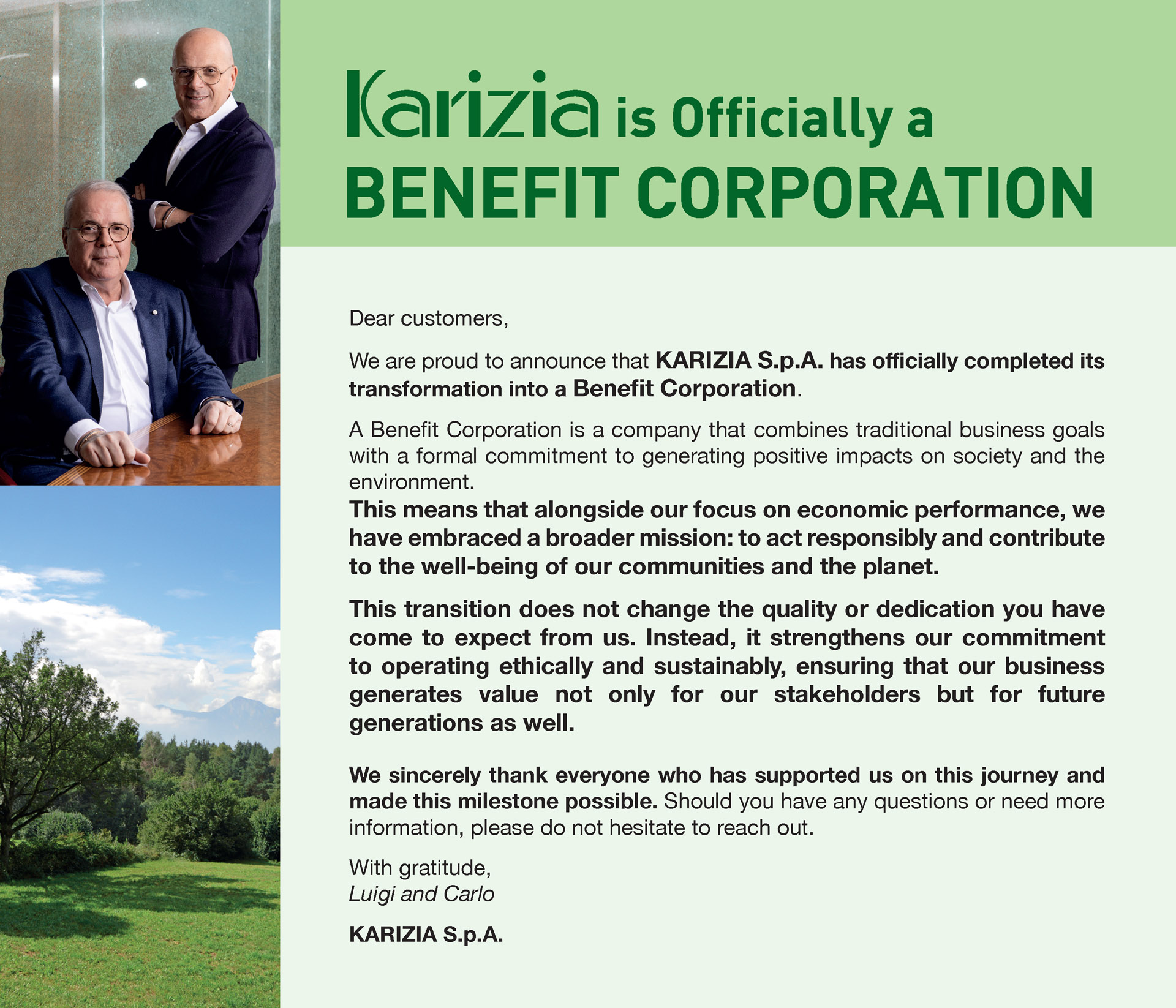 Karizia Benefit Corporation